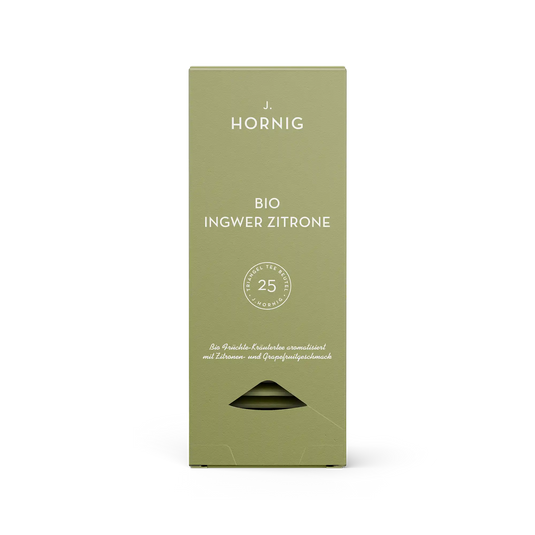 Eine Packung J. Hornig Bio Ingwer Zitrone Tee