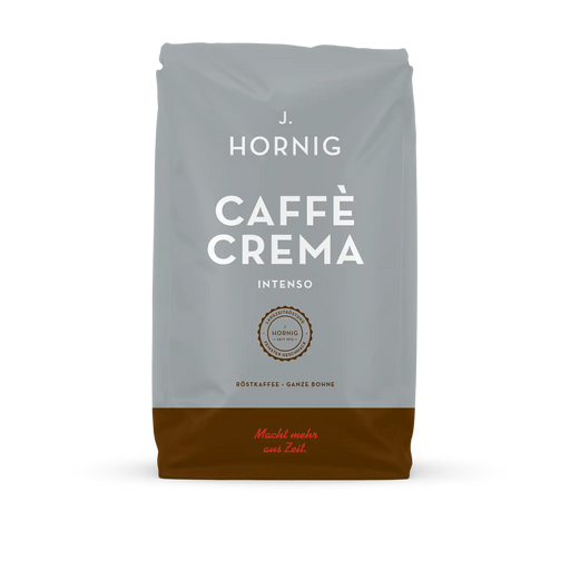 Eine Packung J. Hornig Caffe Crema Intenso Ganze Bohnen 1000g.