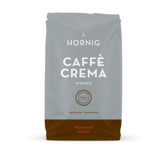 Eine Packung J. Hornig Caffe Crema Intenso Ganze Bohnen 1000g.