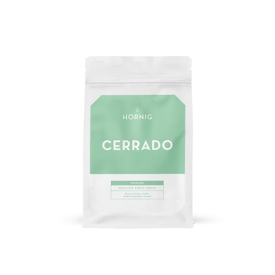 Eine Packung J. Hornig Cerrado Espresso Spezialitätenkaffee 250g.