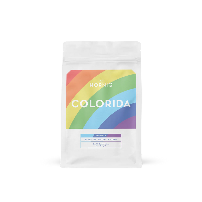 Eine Packung J. Hornig Colorida Espresso Spezialitätenkaffee 250g.
