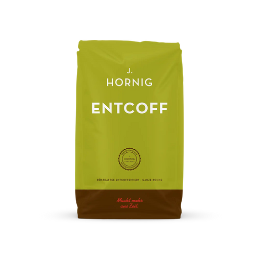Eine Packung J. Hornig Entcoff Ganze Bohne 500g.