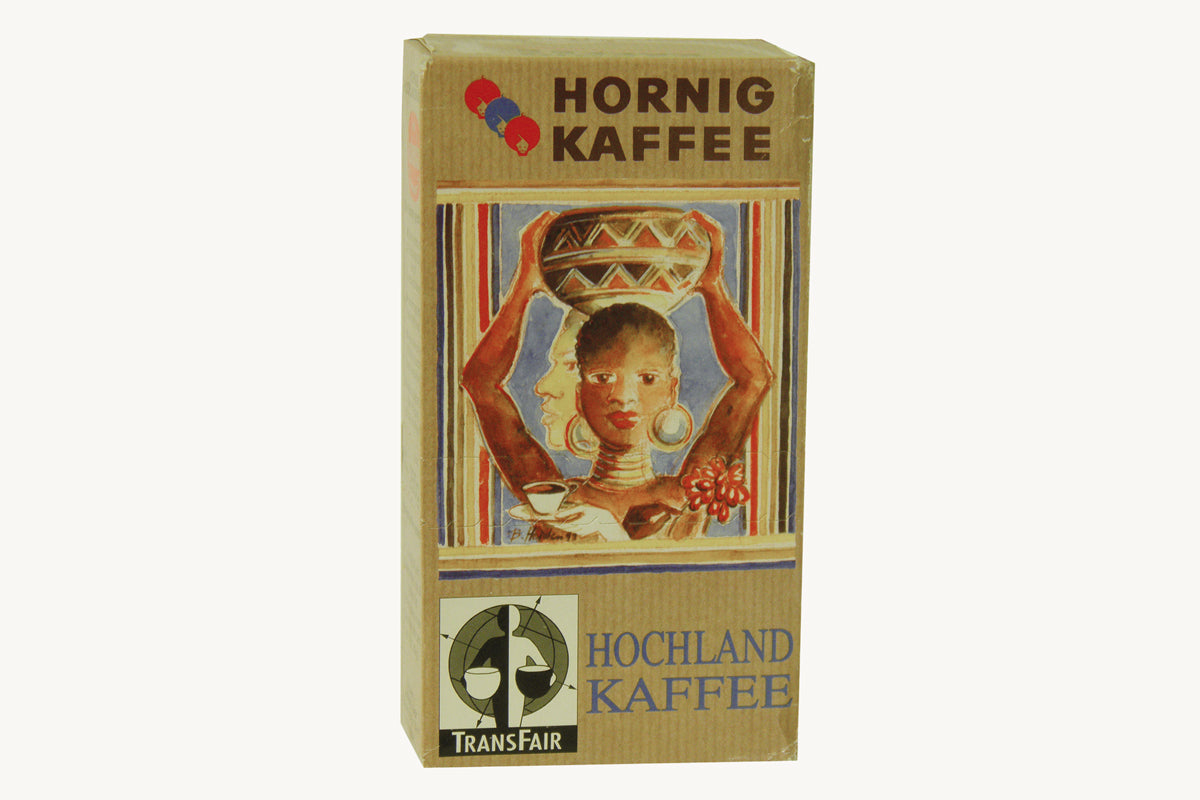 EIne Packung Hornig Kaffee Hochland Kaffee mit einem Fairtrade bzw. Transfair Siegel