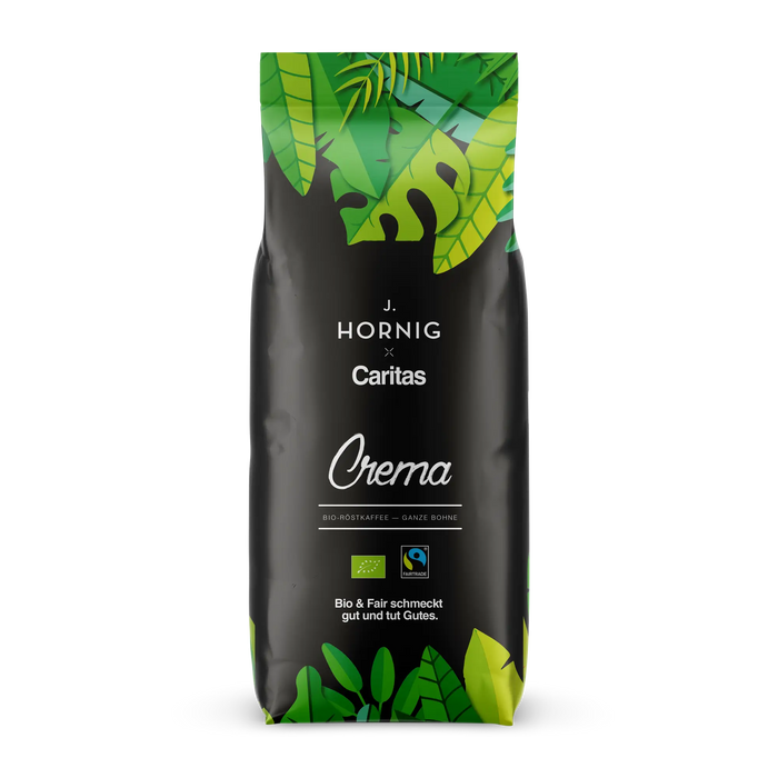 Eine Packung J. Hornig Caritas & Du Bio Ganze Bohne 500g.