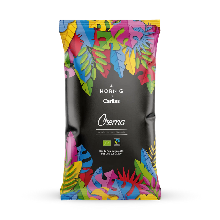 Eine Packung J. Hornig Caritas & Du Kaffee gemahlen 500g.