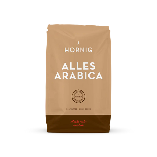 Eine Packung J. Hornig Alle Arabica Ganze Bohne 500g.