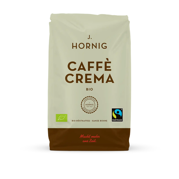 Eine Packung J. Hornig Caffe Crema Ganze Bohne 1000g