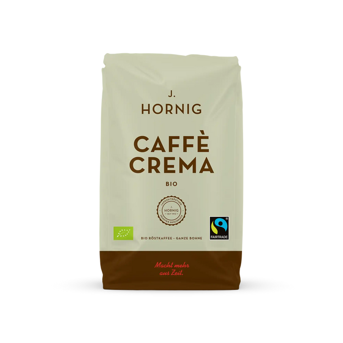 Eine packung J. Hornig Caffe Crema Bio Ganze Bohne 500g