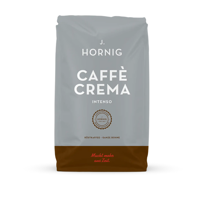 Eine Packung J. Hornig Caffe Crema Intenso Ganze Bohnen 1000g.