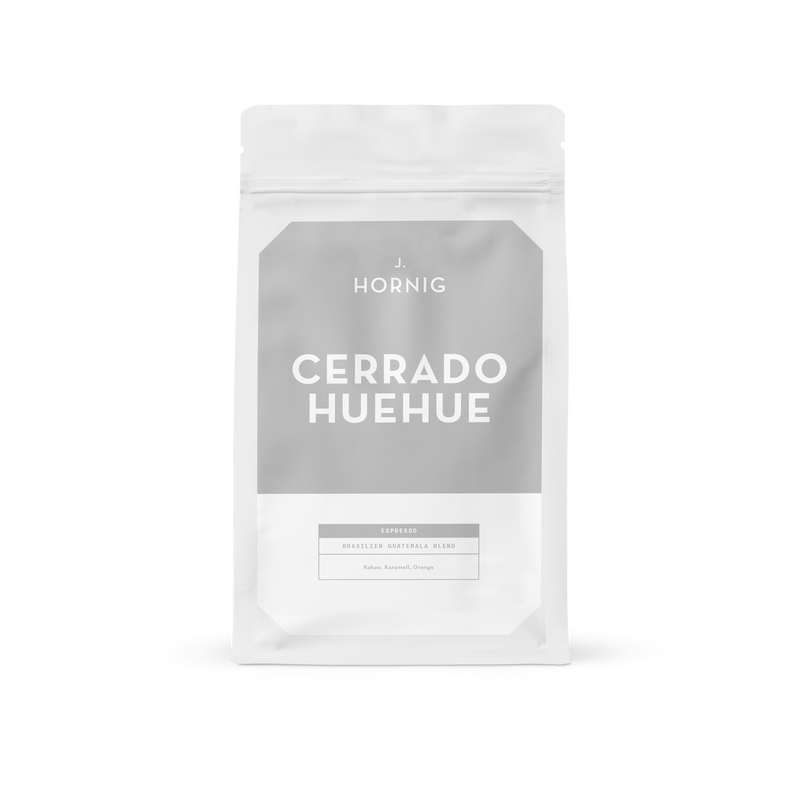 Eine Packung J. Hornig Cerrado Huehue Spezialitätenkaffee.