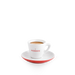 Eine J. Hornig Espresso Tasse in weiß und rot.