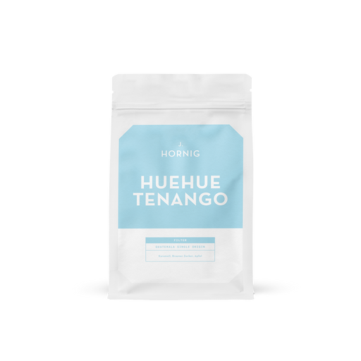 Eine Packung J. Hornig Huehuetenango Filter Spezialitätenkaffee.