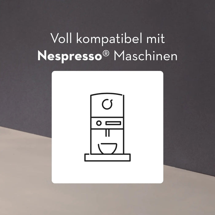 Icon einer Kapselmaschine auf grauem Hintergrund.
