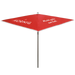 Ein roter J. Hornig Sonnenschirm